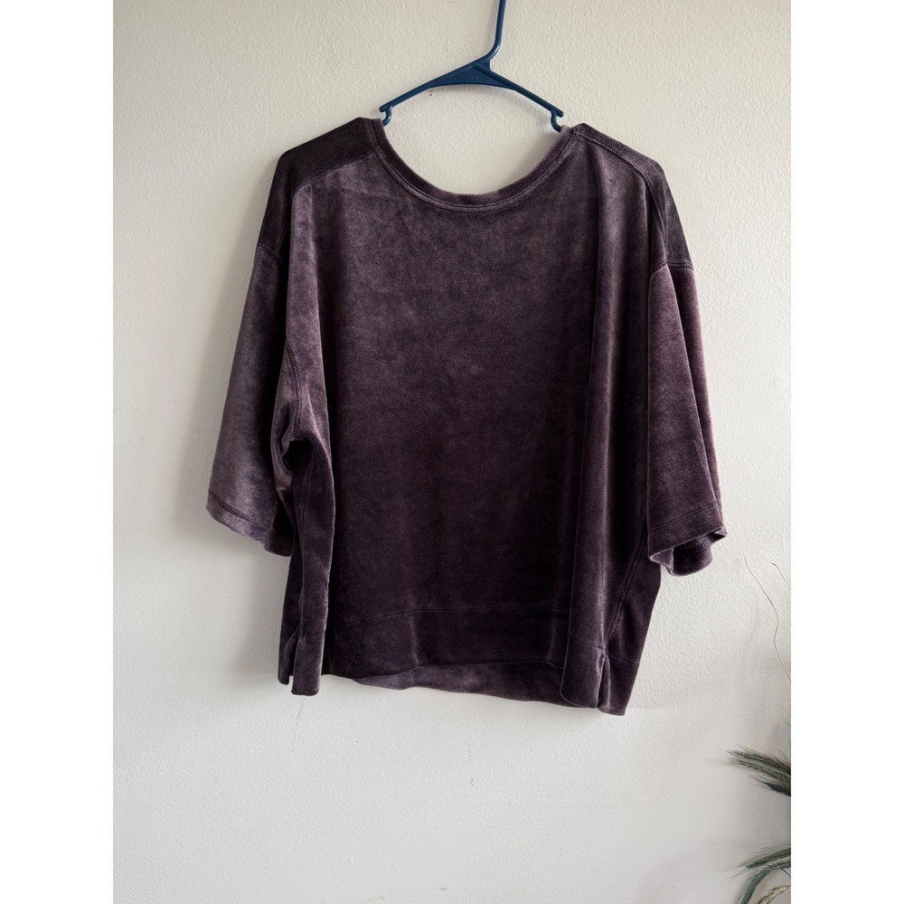 We The Free Free People Women Plum Purple Velour Oversized‎ Scoop Back Top Small